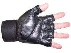 Guantes para Pesas / Ciclismo IKER, Piel de Res y Neopreno modelo Rude, Negros