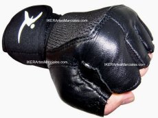 Guantes para Pesas / Ciclismo IKER, Piel de Res y Neopreno modelo Rude, Negros